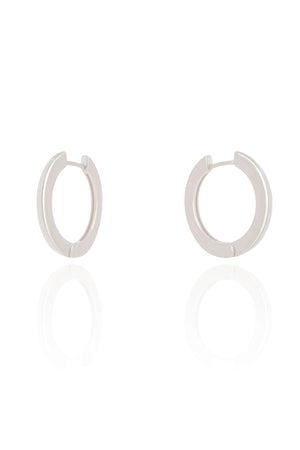 Brinco Argola Click Achatada Lisa 2.1 cm Ródio Branco