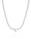 Choker Bolinhas Coração Liso Ródio Branco