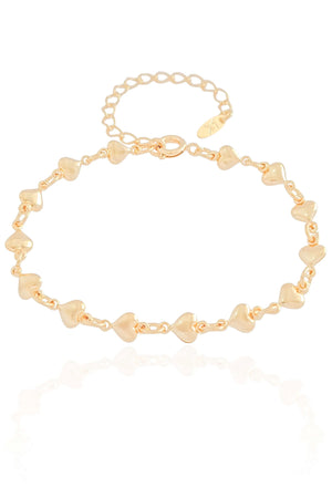 Pulseira Infantil Corações Lisos Banhado a Ouro 18K