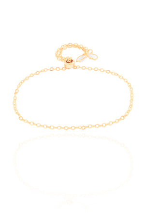 Pulseira Elos Corações Cristal Fecho Gravata Banhado a Ouro 18K