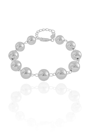 Pulseira Bolas Lisas Ródio Branco