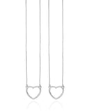 Escapulário Corações Vazados Ródio Branco - 60 cm