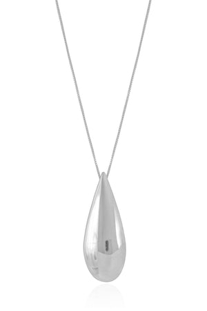 Gargantilha Gota Lisa Abaulada 4.8 cm Ródio Branco - 40cm