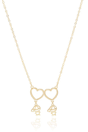 Gargantilha Filho Meninos Corações Lisos Banhado a Ouro 18K - 45 cm