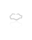 Anel Ajustável Ondas Lisas Tamanho M Ródio Branco