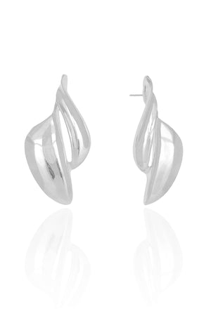 Brinco Orgânico Liso 4.0 cm Ródio Branco