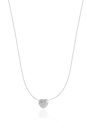 Choker Nylon Coração Liso 8 mm Ródio Branco