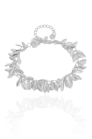 Pulseira Folhas Lisas Ródio Branco