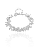 Pulseira Folhas Lisas Ródio Branco