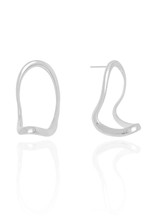 Brinco Orgânico Vazado Liso Ródio Branco