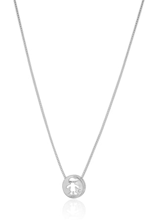 Gargantilha Pingente Filho Ponto de Luz Cristal Ródio Branco - 45 cm