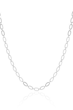 Choker Elos Ovais 3 mm Ródio Branco