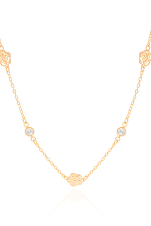 Choker Flores Pontos de Luz Cristal Banhado a Ouro 18K
