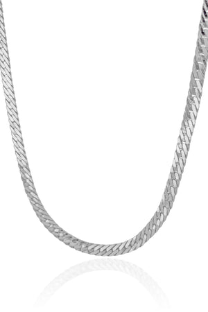 Choker Malha Cubana 6.5 mm Ródio Branco