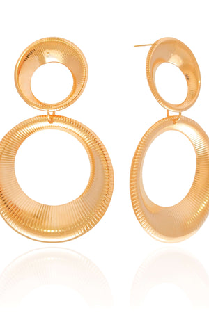 Brinco Argola Dupla Texturizada 7.5 cm Banhado a Ouro 18K