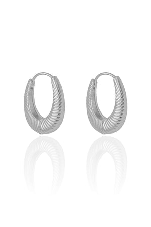 Brinco Argola Click Frisado 2.4 cm Ródio Branco