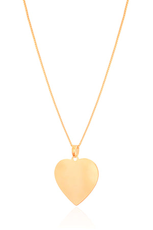 Gargantilha Veneziana Coração Flat Liso Banhado a Ouro 18K - 45 cm