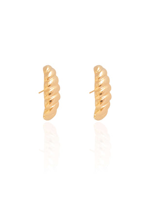 Ear Hook Torcido Liso Banhado a Ouro 18K