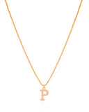Gargantilha Veneziana Letra P Cravejada Cristal Banhado a Ouro 18K - 45 cm