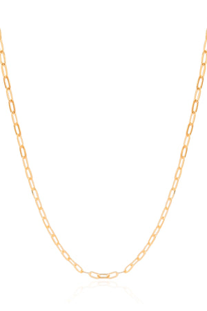 Gargantilha Elos Ovais 3 mm Banhado a Ouro 18K - 45 cm