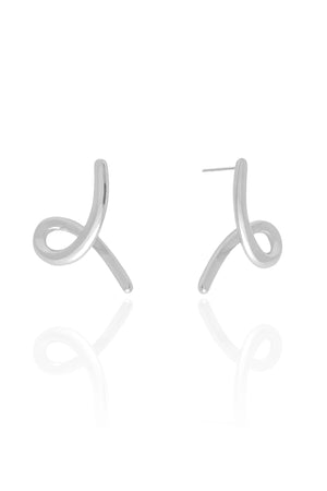 Brinco Laço Liso 2.2 cm Ródio Branco