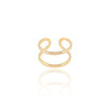 Anel Ajustável Dois Filetes Lisos Tamanho M Banhado a Ouro 18K