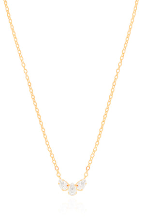 Gargantilha Elos Pingente Gotas Cristal Banhado a Ouro 18K - 40 cm