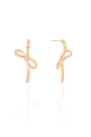 Brinco Laço Liso 3.0 cm Banhado a Ouro 18K