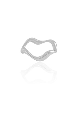 Anel Ondas Liso Tamanho 22 Ródio Branco