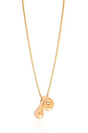 Gargantilha Veneziana Letra P 1.7 cm Bolha Banhado a Ouro 18K - 45 cm