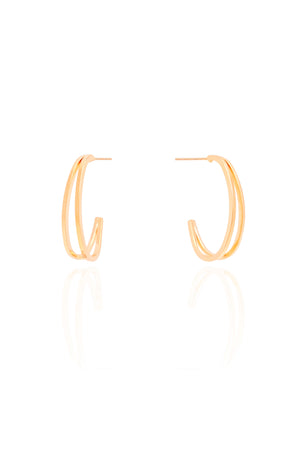 Brinco Argola Dois Filetes Lisos 2.1 cm Banhado a Ouro 18K