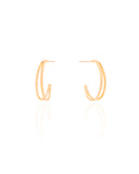 Brinco Argola Dois Filetes Lisos 2.1 cm Banhado a Ouro 18K