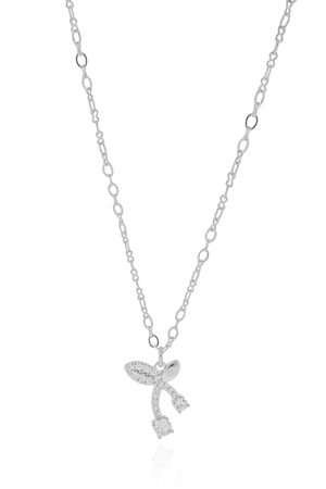 Gargantilha Elos Cereja Cravejado Cristal Ródio Branco - 45 cm