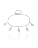Pulseira Elos Folhas Ródio Branco