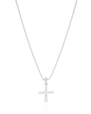 Gargantilha Veneziana Cruz Baguetes Cristal Ródio Branco - 45 cm