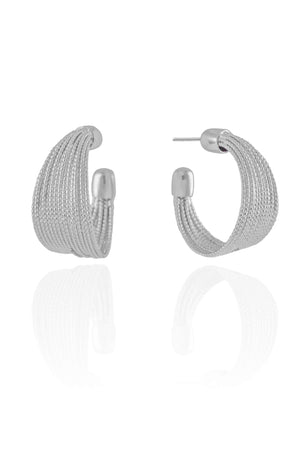 Brinco Argola Fios Texturizados 2.5 cm Ródio Branco