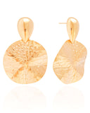 Brinco Gota Redondo Orgânico 5.5 cm Banhado a Ouro 18K