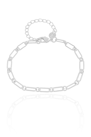 Pulseira Elos Ovais 4 mm Ródio Branco