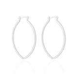 Brinco Argola Fecho Italiano Reta Elíptico Lisa 4.4cm  Ródio Branco