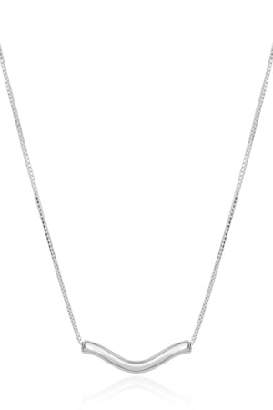 Gargantilha Veneziana Pingente Ondulado Ródio Branco - 40 cm