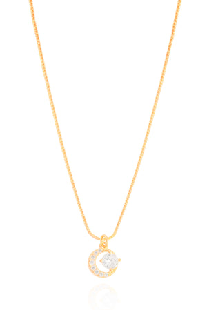 Gargantilha Redondo Ponto de Luz Cravejado Cristal Banhado a Ouro 18K - 45 cm