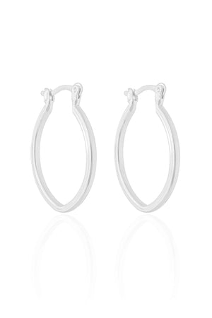 Brinco Argola Elíptico Fecho Italiano 2.8 cm Ródio Branco