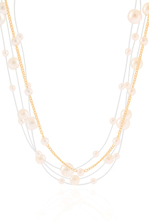 Choker Grumet Nylon com Pérolas Banhado a Ouro 18K