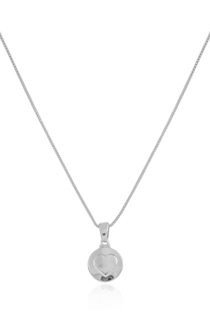 Gargantilha Veneziana Coração Liso Ródio Branco - 45 cm