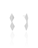 Brinco Losango Duplo Liso 3.5 cm Ródio Branco