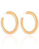 Brinco Argola ABS Tubo Liso 5.0 cm Banhado a Ouro 18K