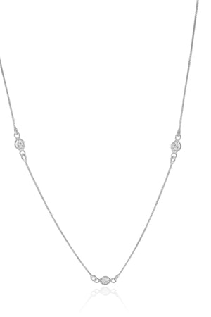 Gargantilha Longa Veneziana Ponto de Luz Cristal Ródio Branco - 80 cm