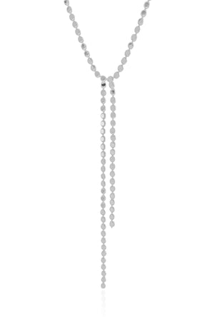 Gargantilha Gravata Plaquinhas Achatadas Ródio Branco - 45 cm