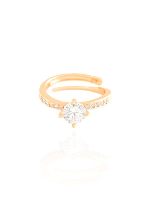 Anel Ponto de Luz Cravejado Cristal Tamanho 20 Banhado a Ouro 18K