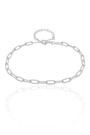 Tornozeleira Elos Ovais 3.5 mm  Ródio Branco